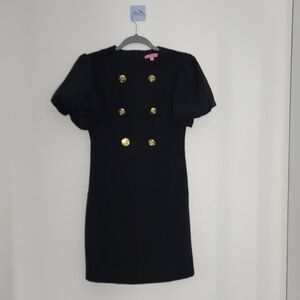 SAKS FIFTH AVE Black Dress with Gold Buttons